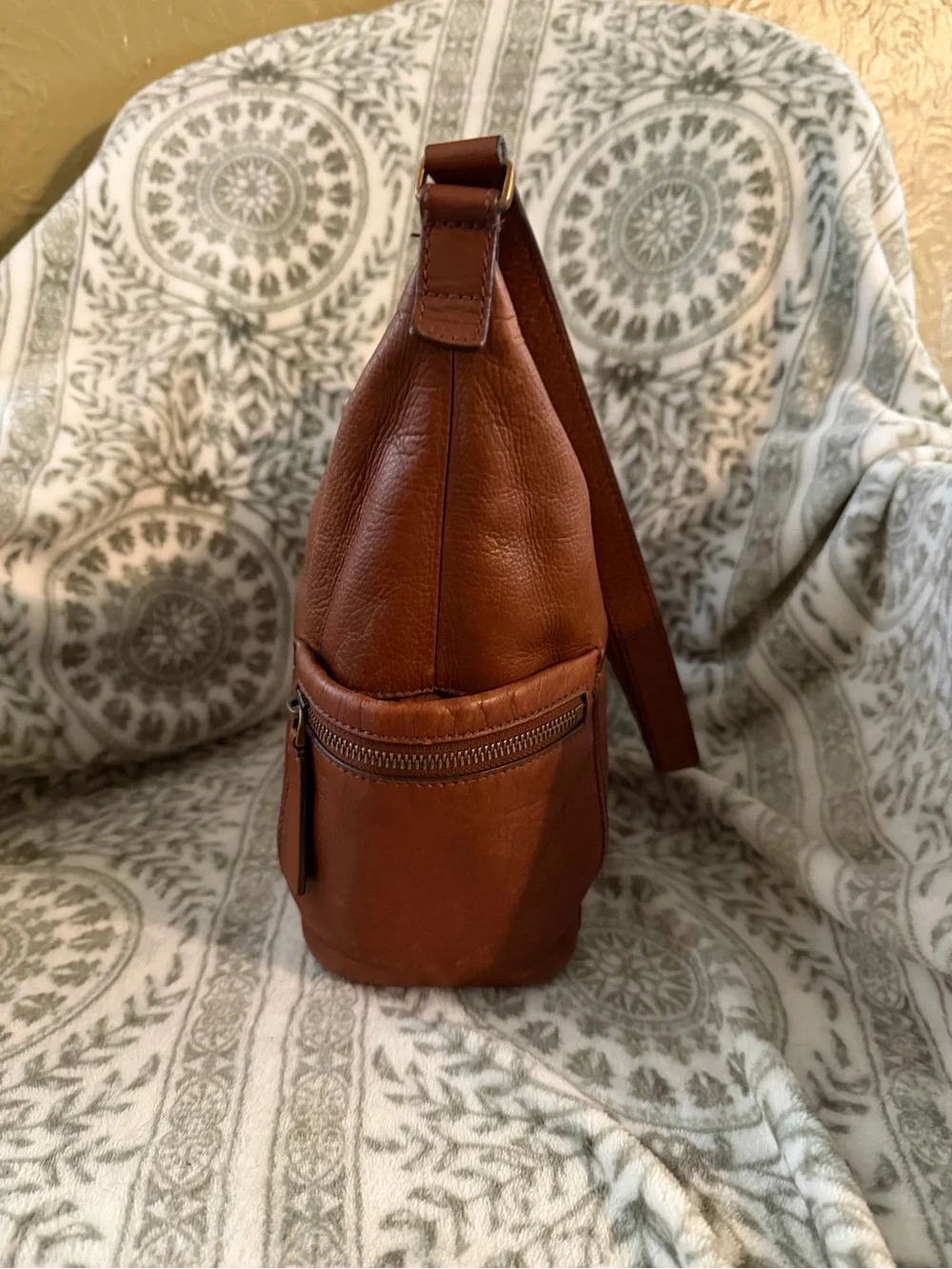 Fossil Emerson Brown Leather Hobo Bag